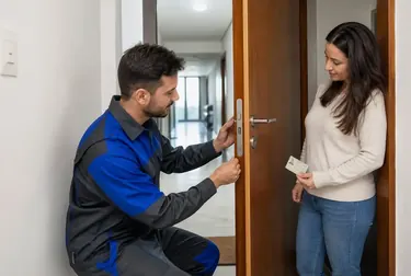Chaveiro usando ferramenta para abrir porta em Bauru.